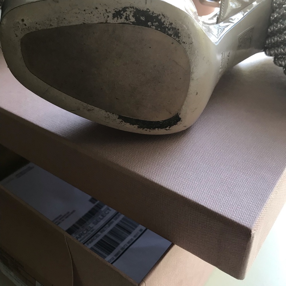 Miu Miu Jeweled Heel Ankle Strap Platforms in Nude - Picture 8 of 8